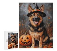 Halloween German Shepherd with Pumpkin Puzzle 500 Pièces Educa Jouet en Bois Cadeau Unique Décoration Intérieure Jeu Éducatif Challenge Toy Adultes Et Enfants À Partir De 14 Ans 500 PCS