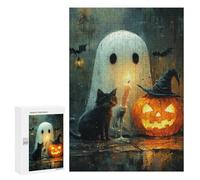 Halloween Ghost and Cat Scene-1 Puzzle 1000 Pièces Educa Jouet en Bois Cadeau Unique Décoration Intérieure Jeu Éducatif Challenge Toy Adultes Et Enfants À Partir De 14 Ans 300 PCS