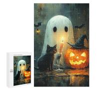 Halloween Ghost and Cat Scene-1 Puzzle 1000 Pièces Educa Jouet en Bois Cadeau Unique Décoration Intérieure Jeu Éducatif Challenge Toy Adultes Et Enfants À Partir De 14 Ans 1000 PCS