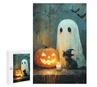 Halloween Ghost and Cat Scene-2 Puzzle 1000 Pièces Educa Jouet en Bois Cadeau Unique Décoration Intérieure Jeu Éducatif Challenge Toy Adultes Et Enfants À Partir De 14 Ans 1000 PCS