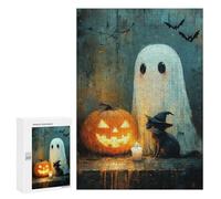 Halloween Ghost and Cat Scene Puzzle 1000 Pièces Educa Jouet en Bois Cadeau Unique Décoration Intérieure Jeu Éducatif Challenge Toy Adultes Et Enfants À Partir De 14 Ans 300 PCS