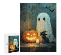 Halloween Ghost and Cat Scene Puzzle 1000 Pièces Educa Jouet en Bois Cadeau Unique Décoration Intérieure Jeu Éducatif Challenge Toy Adultes Et Enfants À Partir De 14 Ans 500 PCS