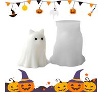 Halloween Ghost Animal Candle Moulds, 3D Cat & Dog Resin Silicone Moulds for DIY Scented Candles, Soap, Wax, Resin Crafts & Spooky Home Decorations