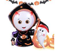 Halloween Ghost Balloons - Pumpkin and Bat Party Decor | 20g Foil Balloon Set, Easy to Inflate, Cartoon Character Aluminum Foil Balloon for Outdoor Halloween Celebration, Haunted Theme Parties