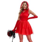 Halloween Ghost Bride Costumes Mascarade Fête Cosplay Costume Vampire Démon Reine Costumes Adultes Femmes Cosplay,Red1,XL