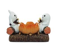 Halloween Ghost Campfire Statue, Flickering Light Gathering Decor, Glowing Resin Ornament, 12.5x6x8cm, Battery-Operated Display, White, for Indoor Outdoor Table Party Stage Lawn Charming Centerpiece
