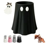 Halloween Ghost Can Holder with Matching Bottle Opener,3D Printed Halloween Beverage Sleeve,Fun Ghost Figurine Table Decor,Spooky Ghost Drink Cooler Halloween Party Supplies ，Black：12oz std