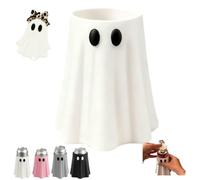 Halloween Ghost Can Holder with Matching Bottle Opener,3D Printed Halloween Beverage Sleeve,Fun Ghost Figurine Table Decor,Spooky Ghost Drink Cooler Halloween Party Supplies ，White：12oz slim