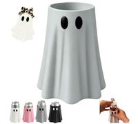 Halloween Ghost Can Holder with Matching Bottle Opener,3D Printed Halloween Beverage Sleeve,Fun Ghost Figurine Table Decor,Spooky Ghost Drink Cooler Halloween Party Supplies ，Gray：12oz slim
