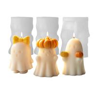Halloween Ghost Candle Mold 3 Pcs - Silicone Pumpkin | DIY Casting | Flexible Nonstick Texture, Easy Demold 3D Forms, for Aromatherapy Plaster, Wax Melts, Resin Soap, Home & Desk Decor