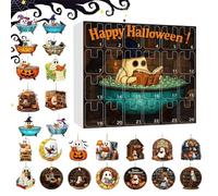 Halloween Ghost Countdown Calendar, 24-Day Reading Decoration Chart, 12.6x11.02x2.36 Inches 2d Acrylic Haunted House Display for Tree Indoor Home Wall Spooky Party Seasonal Event