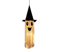 Halloween Ghost Decoration LED Witch Hat Hanging Gothic Decor | LED Hanging Ghost With Witch Hat Creates A Spooky Glow For Halloween Parties, Doors, Gardens And Haunted Home Decor.