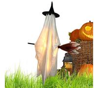 Halloween Ghost Decoration - Light Up Halloween Scary Prop Flying Ghost on Broom | for Garden Yard Lawn Backyard Porch Front Door Courtyard Haunted House