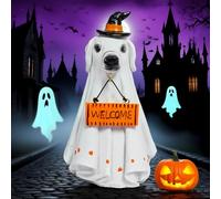 Halloween Ghost Decorations décor Mignon Animal Tenant Une Statue de Citrouille éclairée décortoureuse fantôme fantôme pour Table Mantel Yard hanté hanté de fenêtre de fête de fête