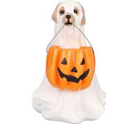 Halloween Ghost Dog Statue Ornement citrouille en résine douce figure effrayante pour l'intérieur à l'extérieur