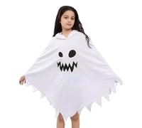 Halloween Ghost effrayant Robe pour fille - Costume fluide blanc long, design de tissu respirant, tenue pour adaptée à la peau, usure de fête durable | Spooky Halloween, événement scolaire, co