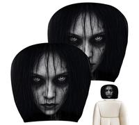 Halloween Ghost Face Headrest Covers - Ghost Face Universal Stretchy Case | Scary Headrest Covers For Cars | Spooky Ghost Face Universal Stretchy | Breathable Car Headrest Cover | For SUVs Trucks