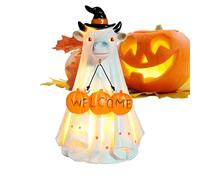 Halloween Ghost Figurine, Lighted Spooky Animal Decoration, Glowing Halloween Display Prop, Battery-Operated Creepy Ornament, for Outdoor Table Mantel Yard Haunted House Window Walkway Camping Use