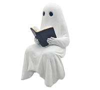 Halloween Ghost Figurine, Small Halloween Ghosts Reading Statue, 2.76x6.1 Inches Decorative Cute Ornament, Table Centerpieces ideal for Living Room, Offices, Flower Pots, Bedroom, Indoor Outdoor Porch