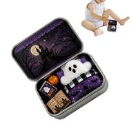 Halloween Ghost in A Box Tin Set, Scène Miniature avec Fantôme | Un Monde D'Halloween Miniature Complet Dans Une Boîte En Fer Blanc À Collectionner, Comprenant Un Fantôme En Peluche Et