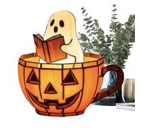 Halloween Ghost Light - Mignon Ghost Reader Pumpkin LED | Lampe de lecture Halloween Ghoost | Affichage de bureau de lumière de nuit en résine Ornement de chambre à coucher
