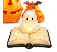 Halloween Ghost Nightlight - Resin Cute Spooky Book Lamp Reading Nook
