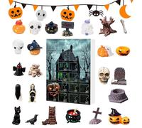 Halloween Ghost Ornament Advents, Spooky Skull Halloween Advent, Seasonal Decor, 7.09x1.18 inches 24 Pieces Countdown Calendar For Dormitory Nursery School Offices Haunted House Fall Celebration Kids