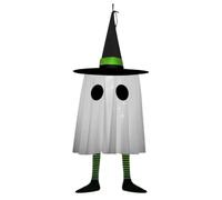 Halloween Ghost Ornament - Glowing Ghost Pendant Decor | Witch Hat Design, Halloween Ornament Horror, Haunted House Prop for Porch Yard Wall Door Living Room Window