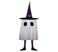 Halloween Ghost Ornament - Glowing Ghost Pendant Decor | Witch Hat Design, Halloween Ornament Horror, Haunted House Prop for Porch Yard Wall Door Living Room Window