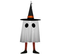 Halloween Ghost Ornament - Glowing Ghost Pendant Decor | Witch Hat Design, Halloween Ornament Horror, Haunted House Prop for Porch Yard Wall Door Living Room Window
