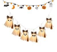 Halloween Ghost String Lights - 71.65 Inches, Spooky Fabric Garland