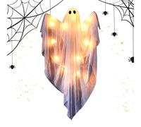 Halloween Ghost with Sounds | 47.24x23.62x6.3 pouces Ghost éclairé | Figurines hangorables Statues mignonnes lumineuses pour le chantier de porte de fenêtre pour la maison extérieure à la maison