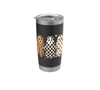 Halloween Ghosts Preppy Leopard Checkerd Polka Dots Automne Gobelet isotherme en acier inoxydable double paroi