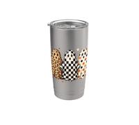 Halloween Ghosts Preppy Leopard Checkerd Polka Dots Automne Gobelet isotherme en acier inoxydable double paroi