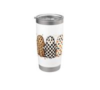 Halloween Ghosts Preppy Leopard Checkerd Polka Dots Automne Gobelet isotherme en acier inoxydable double paroi