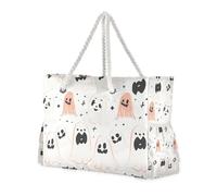 Halloween Ghosts Sac fourre-tout résistant au sable pour femme avec poches latérales Grands sacs de week-end avec porte-gobelets sur le côté