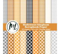 Halloween Gingham Scrapbook Paper Pad: Orange and Black Patterned Collage Papers, Fall Craft Paper for DIY Card Making, Scrapbooking, Junk Journaling, ... Arts and Crafts for Kids, 8.5 x 8.5 inch