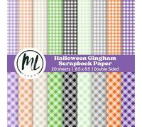 Halloween Gingham Scrapbook Paper Pad: Purple Green Orange Black Collage Papers, Halloween Craft Paper for DIY Card Making, Scrapbooking, Junk ... Arts and Crafts for Kids, 8.5 x 8.5 inch