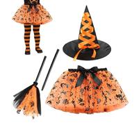 Halloween Girl Skirt, Kids Witch Costume Dress Set, Breathable Clothes For Birthday Cosplay, Princess Outfit Easter Photoshoot, Events Party Supplies Girls Dress Up Collection, 9.05x9.45 inches