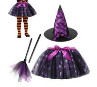 Halloween Girl Skirt, Kids Witch Costume Dress Set, Breathable Clothes For Birthday Cosplay, Princess Outfit Easter Photoshoot, Events Party Supplies Girls Dress Up Collection, 9.05x9.45 inches