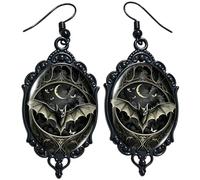 Halloween Gothic Earrings - Vintage Black Cutout Metal Frame Hoop Dangle