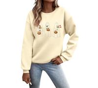 Halloween Graphique De Pulls Molletonnés pour Femmes imprimés Automne et Hiver Pull Plaid Homme(Beige,S)