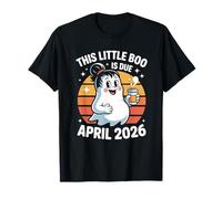 Halloween Grossesse Due Avril 2026 Boo Ghost Messy Bun Mama T-Shirt