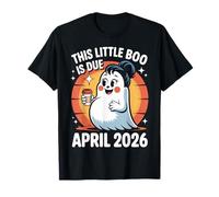 Halloween Grossesse Due Avril 2026 Boo Ghost Messy Bun Mama T-Shirt