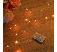 Halloween Guirlandes Lumineuses à Piles, 2 Paquet Mini 3*AAA Alimenté par Pile Fil de Cuivre Led Lumières de Luciole pour All Saints' Day, Jardin, NoëL, All Souls' Day, Fête, Décoration (5M Orange)