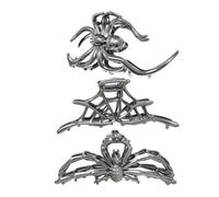 Halloween Hair Clips - Alliage 2,95 pouces | Kids Hair Accessories with Creative Goth Metal Claw Clamp | Kids Haiř Accessories, with 3 Pieces Decorative Spooky Spider Skeleton Haiř