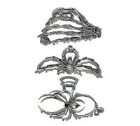 Halloween Hair Clips - Alliage 2,95 pouces | Kids Hair Accessories with Creative Goth Metal Claw Clamp | Kids Haiř Accessories, with 3 Pieces Decorative Spooky Spider Skeleton Haiř