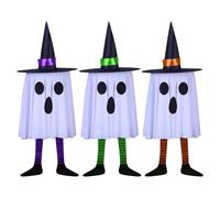 Halloween Hanging Ghosts, Glowing Witch Hat Lights, Hanging Ghosts with Witch Hat, Suitable for Yard, Patio, Eaves and Trees