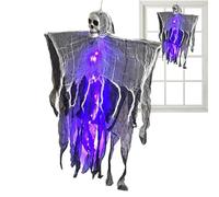 Halloween Hanging Light Up Ghost - Fog & Light Hanging Ghosts | Skeleton fantôme à l'épreuve des intempéries | Grim Renapers pour Les Portes d'entrée Cour Patio pelouse Jardin intérieur extérieur