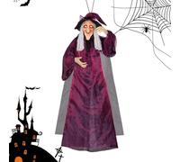Halloween Hanging Witch - Décoration en plein air, figurine lumineuse, accessoire de conversation de mouvement, fonction de conversation | Statue animée p